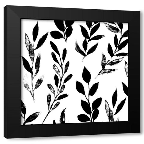 Inky leaves Black Modern Wood Framed Art Print with Double Matting by Sommers, Mindy