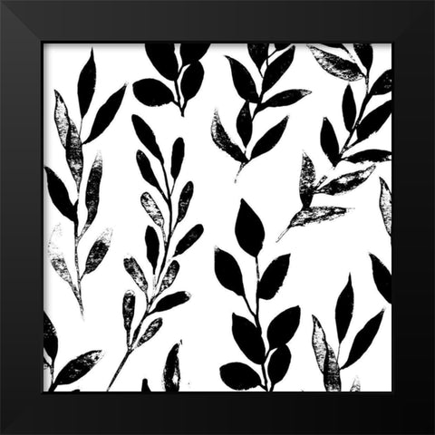 Inky leaves Black Modern Wood Framed Art Print by Sommers, Mindy