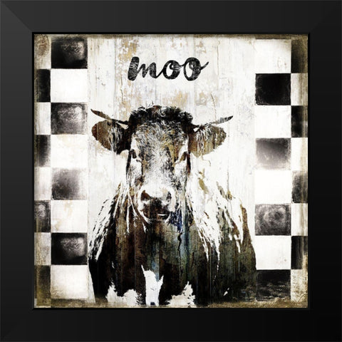 Moo Black Modern Wood Framed Art Print by Sommers, Mindy