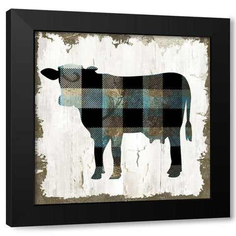 Cow Black Modern Wood Framed Art Print with Double Matting by Sommers, Mindy