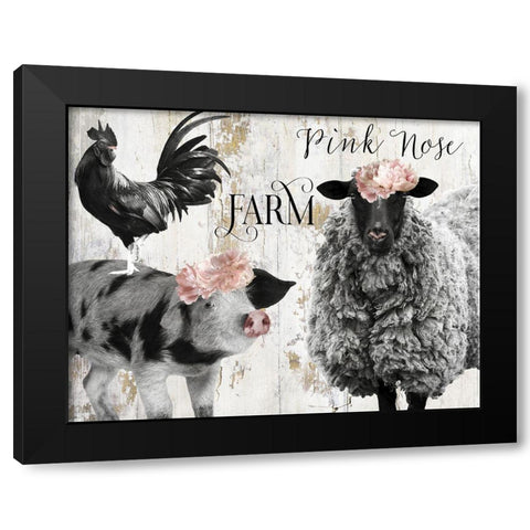 Pink Nose Farm II Black Modern Wood Framed Art Print with Double Matting by Sommers, Mindy