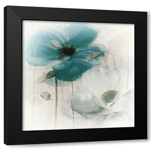 Teal Poppies I Black Modern Wood Framed Art Print by Sommers, Mindy
