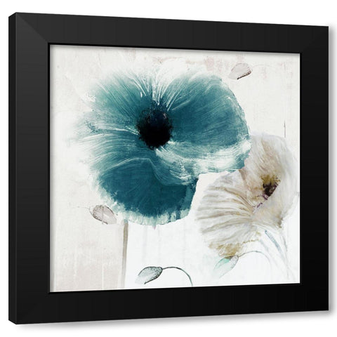 Teal Poppies II Black Modern Wood Framed Art Print with Double Matting by Sommers, Mindy