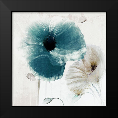 Teal Poppies II Black Modern Wood Framed Art Print by Sommers, Mindy