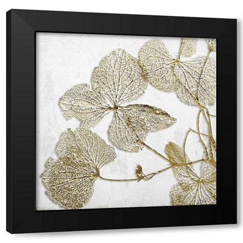 Gilded Leaves I Black Modern Wood Framed Art Print with Double Matting by Sommers, Mindy