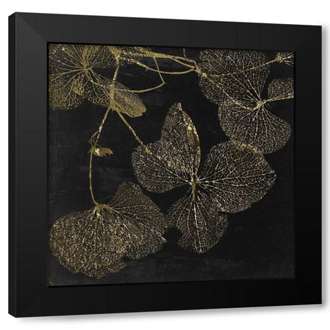 Gilded Leaves II Black Modern Wood Framed Art Print with Double Matting by Sommers, Mindy