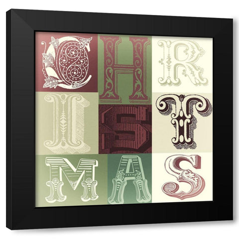 Christmas Blocks Black Modern Wood Framed Art Print by Sommers, Mindy