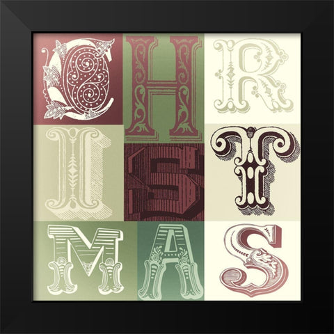 Christmas Blocks Black Modern Wood Framed Art Print by Sommers, Mindy