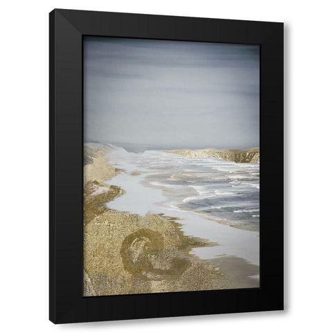 Golden Shore Black Modern Wood Framed Art Print by Sommers, Mindy