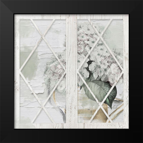 Shabby Hydrangea Black Modern Wood Framed Art Print by Sommers, Mindy