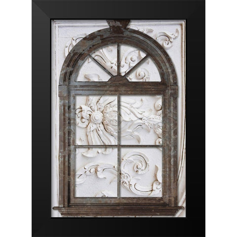 Window Carving Black Modern Wood Framed Art Print by Sommers, Mindy