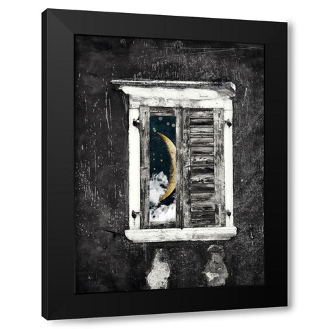 Moon Window Black Modern Wood Framed Art Print by Sommers, Mindy
