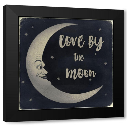 Love by the Moon Black Modern Wood Framed Art Print by Sommers, Mindy