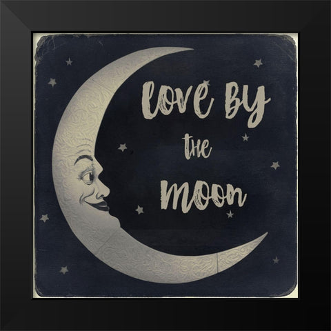 Love by the Moon Black Modern Wood Framed Art Print by Sommers, Mindy