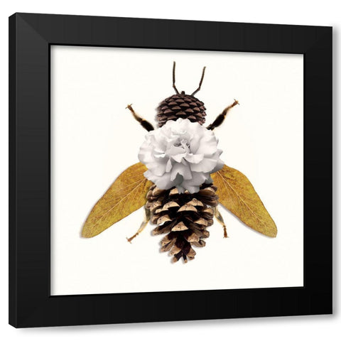 Bee Black Modern Wood Framed Art Print by Sommers, Mindy