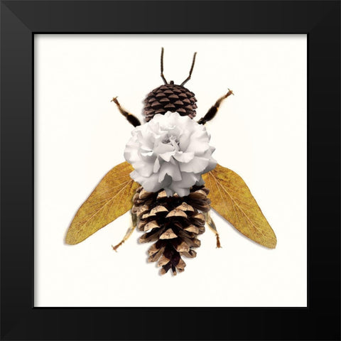 Bee Black Modern Wood Framed Art Print by Sommers, Mindy