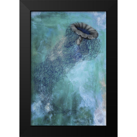 Jellyfish Black Modern Wood Framed Art Print by Sommers, Mindy