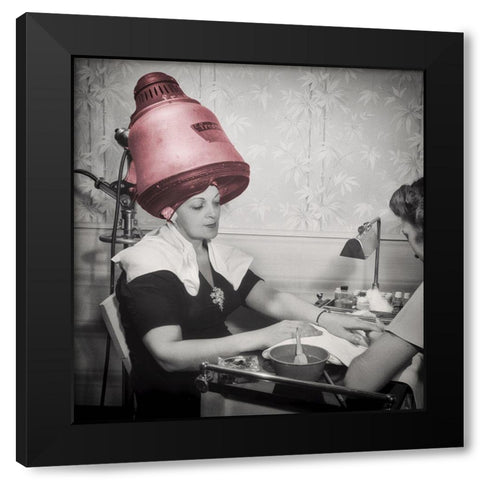 Pink Hair Dryer Black Modern Wood Framed Art Print by Sommers, Mindy
