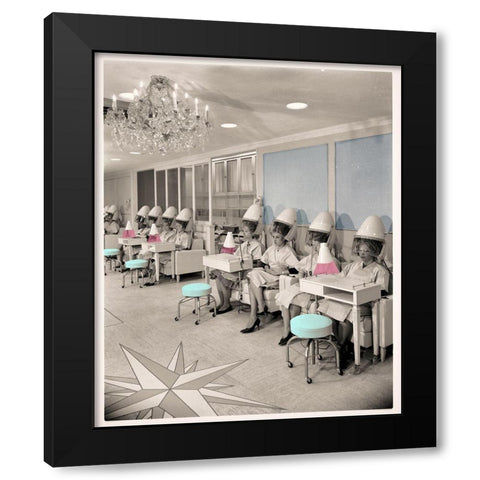Vintage Hair Salon Black Modern Wood Framed Art Print by Sommers, Mindy