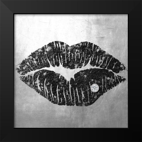 Dark Kiss Black Modern Wood Framed Art Print by Sommers, Mindy