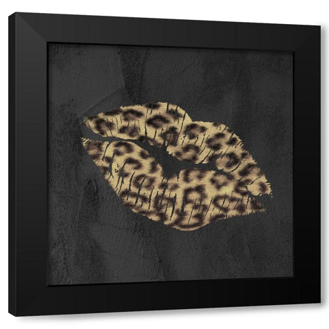 Leopard Kiss Black Modern Wood Framed Art Print by Sommers, Mindy