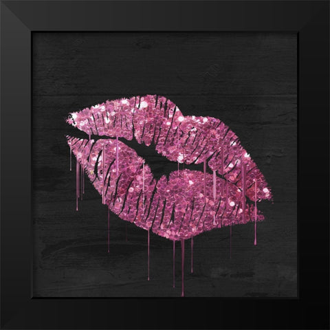 Pink Kiss Black Modern Wood Framed Art Print by Sommers, Mindy