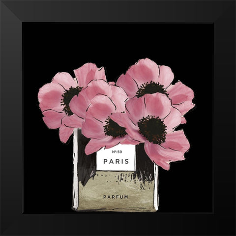 Glamour Peonies Black Modern Wood Framed Art Print by Sommers, Mindy