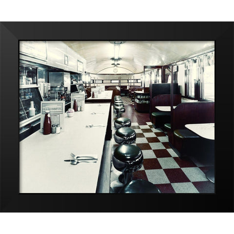 American Diner Black Modern Wood Framed Art Print by Sommers, Mindy