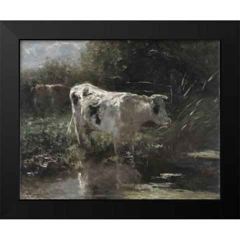 Cow Reflection Black Modern Wood Framed Art Print by Sommers, Mindy