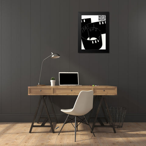 Movie Night Black Modern Wood Framed Art Print by Sommers, Mindy