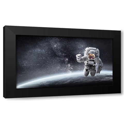 Pug in Space Black Modern Wood Framed Art Print by Sommers, Mindy