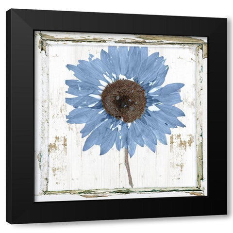 Blue Sunflower Redux Black Modern Wood Framed Art Print with Double Matting by Sommers, Mindy