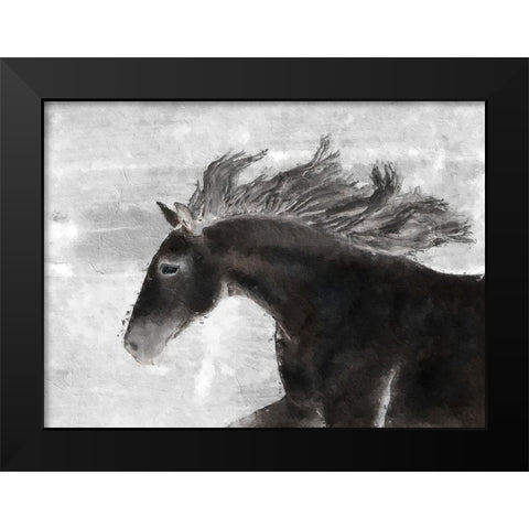 Black Horse Black Modern Wood Framed Art Print by Sommers, Mindy