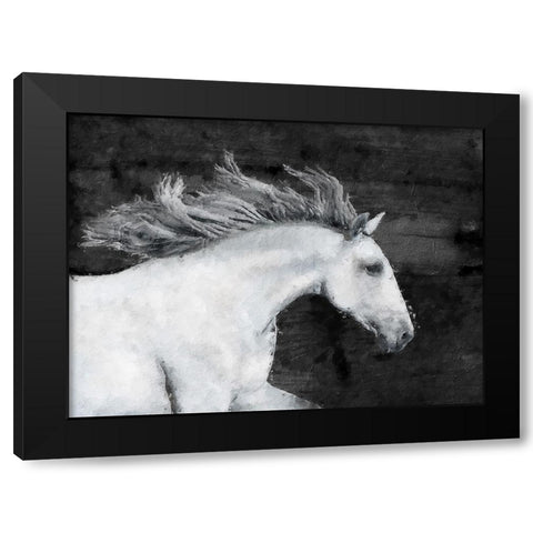 White Horse Black Modern Wood Framed Art Print with Double Matting by Sommers, Mindy
