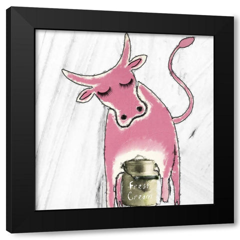 Pink Cow Black Modern Wood Framed Art Print by Sommers, Mindy
