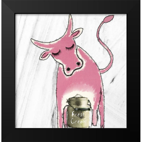 Pink Cow Black Modern Wood Framed Art Print by Sommers, Mindy