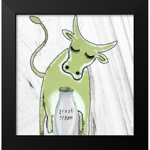 Green Cow Black Modern Wood Framed Art Print by Sommers, Mindy