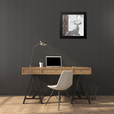 Silver Deer Black Modern Wood Framed Art Print by Sommers, Mindy