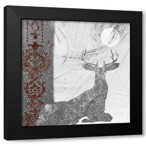 Silver Deer Black Modern Wood Framed Art Print by Sommers, Mindy