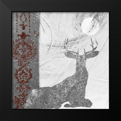 Silver Deer Black Modern Wood Framed Art Print by Sommers, Mindy