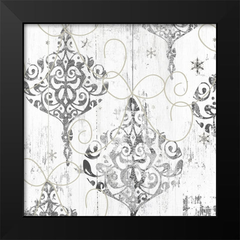 Damask Christmas Black Modern Wood Framed Art Print by Sommers, Mindy