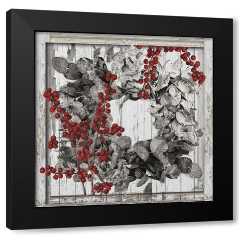 Silver Wreath Black Modern Wood Framed Art Print by Sommers, Mindy