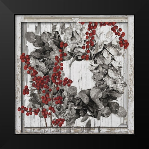 Silver Wreath Black Modern Wood Framed Art Print by Sommers, Mindy
