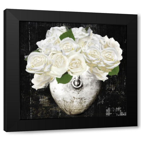 December Roses Black Modern Wood Framed Art Print by Sommers, Mindy