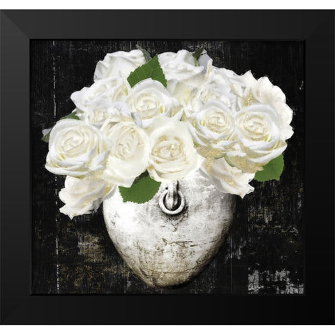 December Roses Black Modern Wood Framed Art Print by Sommers, Mindy