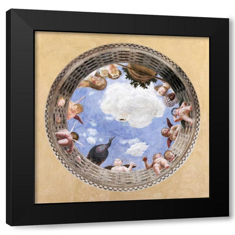 Camera degli sposi Black Modern Wood Framed Art Print with Double Matting by Mantegna, Andrea