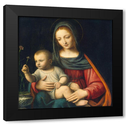 Madonna of the Carnation Black Modern Wood Framed Art Print by Luini, Bernardino