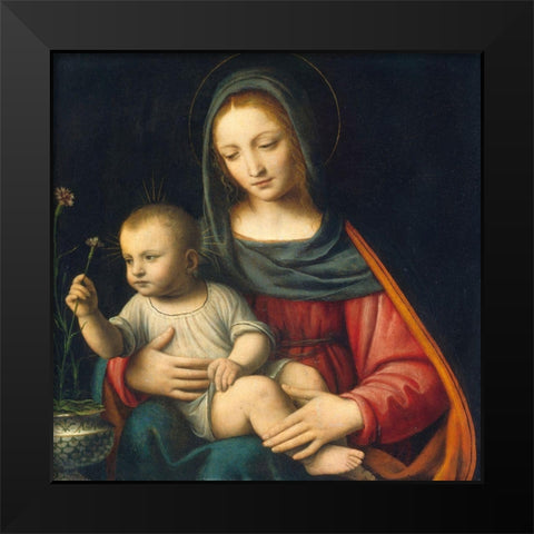 Madonna of the Carnation Black Modern Wood Framed Art Print by Luini, Bernardino