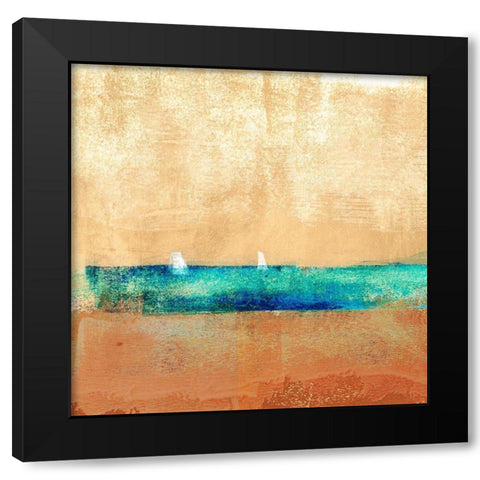 Coast Line Black Modern Wood Framed Art Print with Double Matting by Alex, Blanco