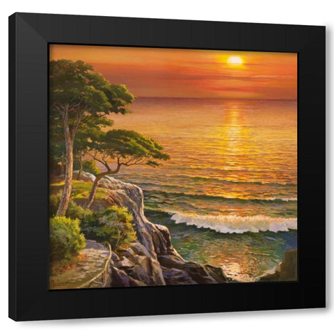 Tramonto sul Mediterraneo Black Modern Wood Framed Art Print with Double Matting by Galasso, Adriano